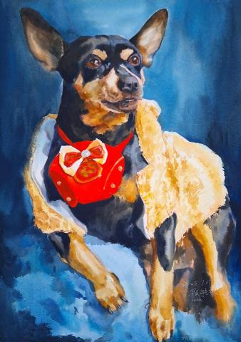 顏毓聆 - 水彩寵物肖像畫