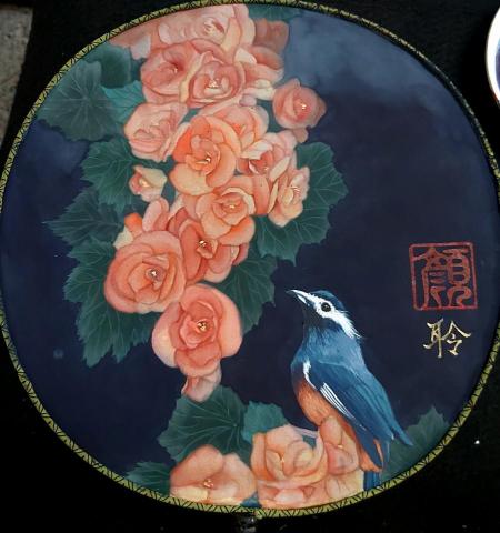 顏毓聆 - 工筆花鳥扇子