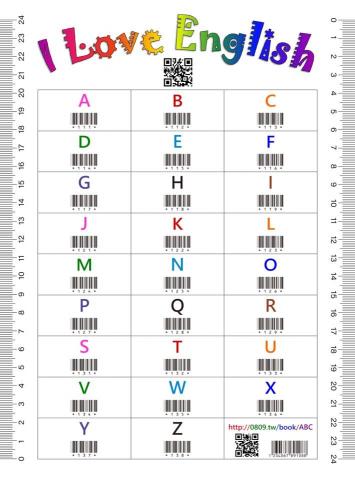Michael - ■「ABC」有聲墊板 播放系統使用方法說明：

1.於期限內掃描墊板上方的 QR Code 或瀏覽器輸入 http://0809.tw/book/ABC

2.選擇指定的號碼&rarr;輸入密碼 &rarr; 進入多媒體英語ABC播放系統。

3.按數字鍵播放該對應檔名的MP3檔案，例如： 按 112，則播放 112 檔名的MP3檔案。

※多媒體英語ABC播放系統_操作示範影片： https://youtu.be/
