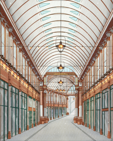 檸檬尼 - 英國旅遊插畫-利德荷市集