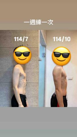 值得姓賴教練Jerry - 胸肌跟三頭肌較明顯了