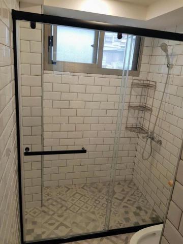 勇泉工程行 - 一字型 橫推拉門 霧黑消光黑 乾濕分離 淋浴拉門