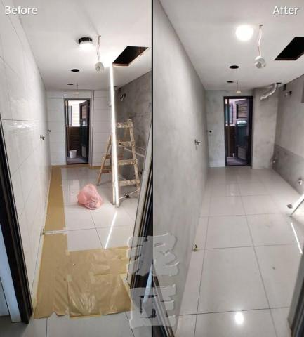 連于仁 - 五股御成路廚房牆面.磁磚直上淺灰色微水泥