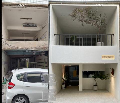 連于仁 - 新竹長安街咖啡廳外牆及牆面微水泥