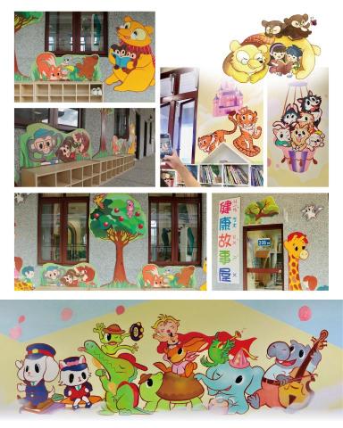 忙碌不迷路藝術工坊 - 以「生命樹」為主軸，象徵成長與活力，枝葉間點綴著蘋果與鸚鵡，為整體注入鮮明的生命力。
透過逗趣而溫暖的造型，吸引孩童的注意力，同時傳達閱讀的重要性。