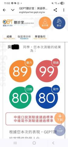 Albert Huang  - 全民英檢中級聽讀（升高三）（2025/8/16）說寫（2025/11/15）通過