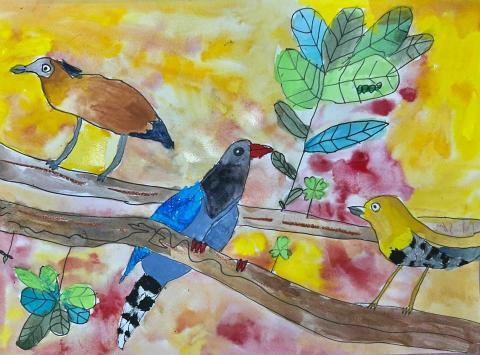 丘珮妮 - 國小水彩、蠟筆作品