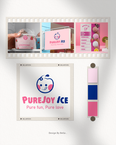 Bella - 以「純粹的快樂感」為出發點，
運用手繪角色與清爽配色，
打造親切、輕鬆且容易親近的冰品品牌形象，
讓快樂成為最直覺的品牌記憶。