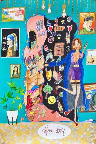 蕭 - 色鉛、水彩