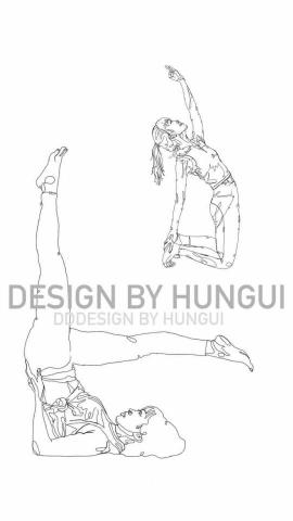 hung - Line art 人像似顏繪（全身）