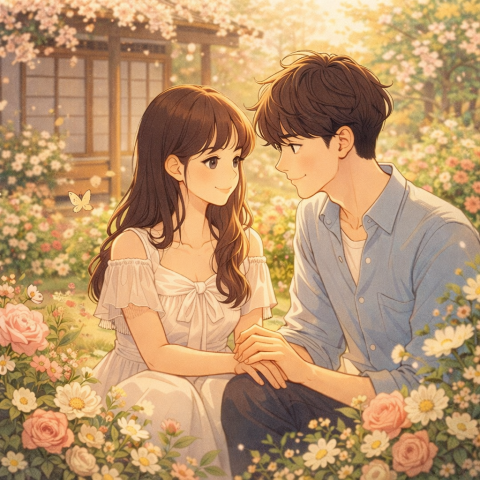 Angela Cheng - 愛情在繽紛的花園中溫馨美麗的插畫