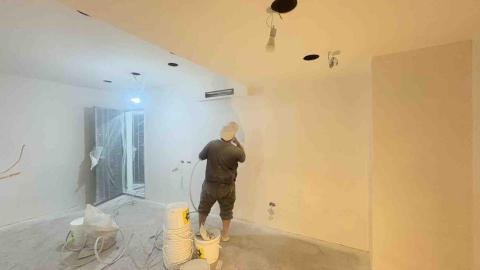 油漆阿國 - 名安社區套房全室批土施工照噴漆中