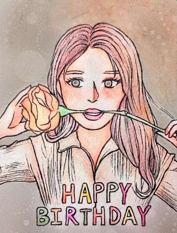 夜貓子 - 生日賀卡繪製