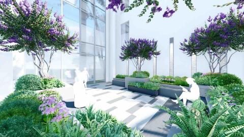 日木景觀 AZUMA - 商業辦公樓的露台景觀效果模擬，協助客戶想像未來空間的樣貌～