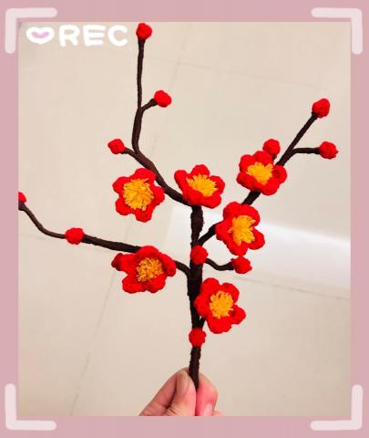 云云 - 猜猜我在做什麼 ✨
把冬天握在手裡，
慢慢變成春天 ?

你猜到了嗎？?
#手作分享 #鉤織創作 #毛線梅花 #生活裡的小美好