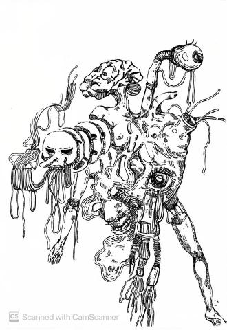 REN｜海洋手繪插畫家 - 插畫風格｜擅長結合異物，表現詭譎意境風格，表達人性內心的多愁善感。

該作品為委託案：表達人的一顆心無法多情，探討人心是否可以同時愛很多人？