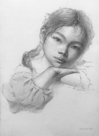 Han studio  邱柏翰 - 畫肖像，不見得畫得越清楚越好，
需要留下呼吸的空間

這張小女孩肖像習作，
重點在於虛實的拿捏，
保留女孩溫潤與柔軟度感覺

如果你畫人像時，
常覺得少了點溫度
歡迎私訊課程，課堂上帶著你一步步畫出人像