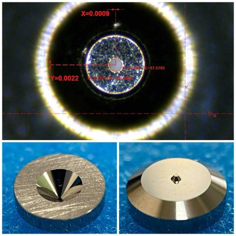鎢鋼零組件加工 - 鎢鋼0.05mm微孔噴吸嘴加工