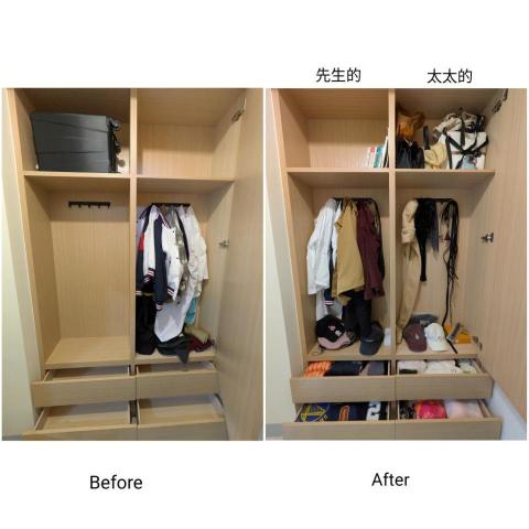 居家整理師-吳朱希文Hayan Siyce - 協助客戶劃分家庭成員的衣物空間
