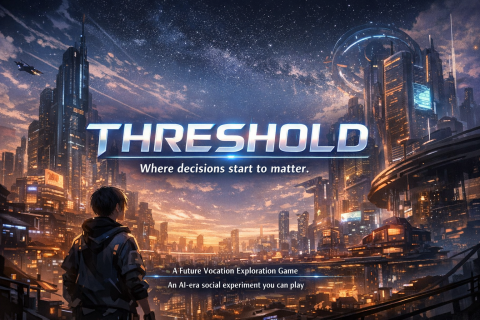 SFL-AI／系統分析顧問 - 圖中呈現一款結合敘事與互動的概念作品，透過遊戲化與情境設計，引導使用者在關鍵時刻做出選擇，觀察選擇如何累積並產生影響，讓抽象的決策過程變得具體可感。