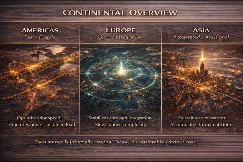 SFL-AI／系統分析顧問 - 這張圖用不同區域作為比喻，說明各種系統在面對壓力與複雜度時，會採取完全不同的運作方式。
有的追求速度，有的重視整合，有的擅長長期承載。沒有哪一種是對或錯，關鍵在於是否適合你當下的目標與資源狀態。