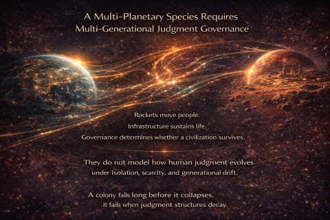 SFL-AI／系統分析顧問 - 
此圖用於說明複雜系統中「決策結構」的重要性，包含人類判斷、治理邏輯與長期風險累積。常應用於 AI 導入評估、系統分析與策略規劃階段的溝通示意。