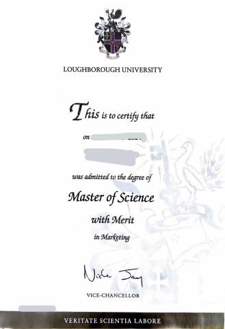 何宜真 Jennie - Loughborough University畢業證書 (為保護隱私與避免盜用已遮蓋個資）