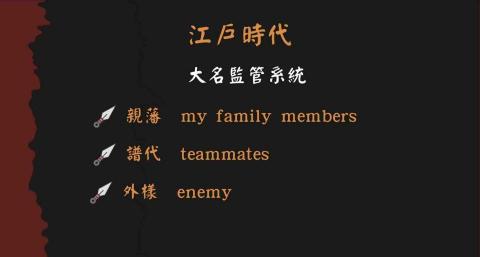 張芷熏 - 學生對於日本幕府有興趣，運用符合其程度的單字解釋大名監管系統