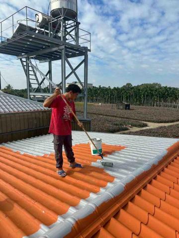 楊旻憲-防水油漆抓漏 - 琉璃缸瓦上紅丹底漆