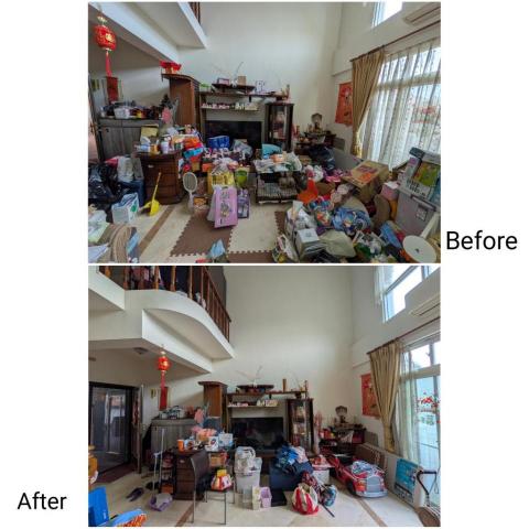 居家整理師-吳朱希文Hayan Siyce - 協助客戶客廳斷捨離，客戶最大目標希望能看到電視。