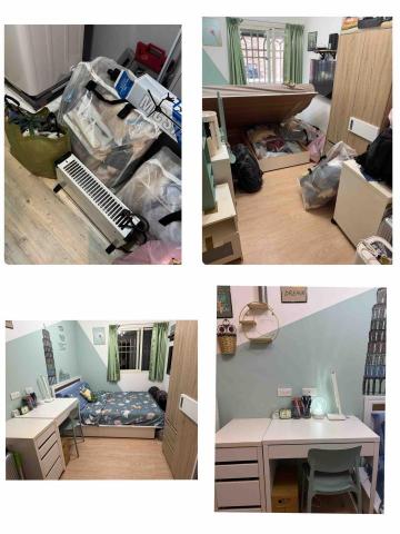 欣欣 - 這位案主剛搬家過來，行李十大袋，屬於空間較小，但東西又太多，不知道從何解決，於是協助她一個個把東西篩選好後，再慢慢歸類，終於完成了她心目中想要的樣子了