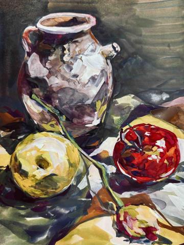 Camellia - 不透明水彩習作