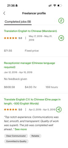 Beth syu - Upwork結案紀錄