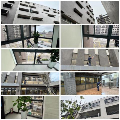 錩育有限公司 - 桃園 草漯圖書館-外牆清洗