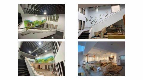 陳煒承 - ［壁畫、木工］
這是一件地方特色壁畫案，工作內容包括兩面大牆的壁畫設計、繪畫，以及活動中心內的其他木工裝飾，整體視覺已滿洲當地的風景及灰面鷲為主。