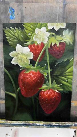 菇菇雞 - 油畫團體班上課示範