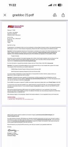 蔡佩耘 - 最近收到美國亞利桑那州立大學的錄取通知