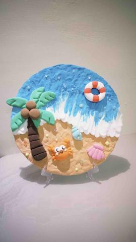 姚采伶 - 黏土課（作品範例）：創意海攤黏土畫