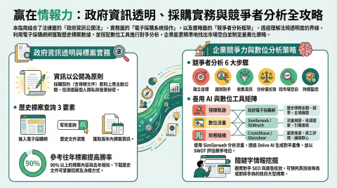 「標案級幕僚俱樂部」 - 聽聽新創老闆鄭宇翔怎麼說:
⭐⭐⭐⭐⭐「一次搞定政府標案的痛點！」 「我是台北軟體開發團隊的創辦人。以前寫政府標案像無頭蒼蠅，格式總是抓不對。把構想交給他們後，他們的幕僚團隊迅速幫我梳理出極具邏輯的『服務建議書』架構與 FAQ 懶人包。這不只是代寫，而是給我一套高過件率的戰略圖紙！」
