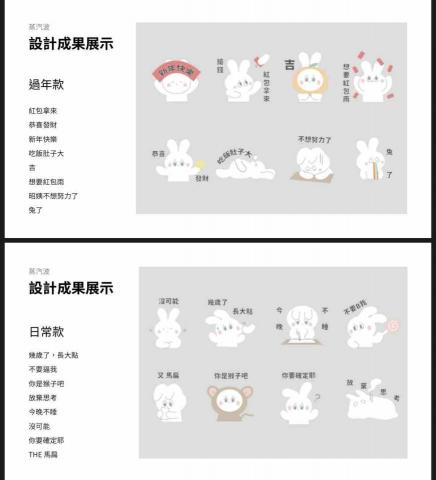 Yu Chen - LINE貼圖設計-蒸汽波兔