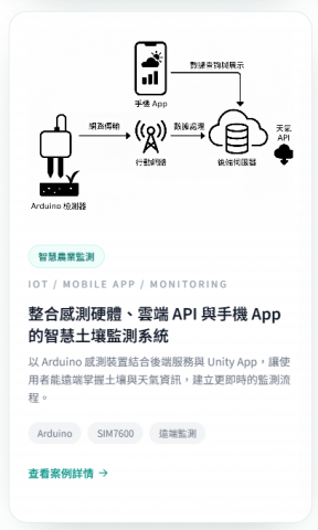 泓鑫軟體工作室 - 整合感測硬體、雲端 API 與手機 App 的智慧土壤監測系統