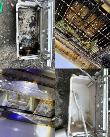 均帆清潔達人 - 抽油煙機 排水盒處理前後照