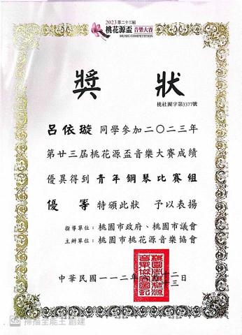 呂依璇 - 近期獎狀