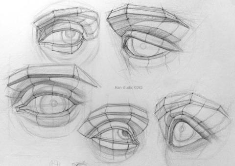 Han studio  邱柏翰 - 把眼睛拆成比較容易理解的幾個部分：
外框、眼球、眼皮厚度、眉弓方向

當你知道這些怎麼組起來，
眼睛就不再只是憑感覺亂猜

如果你想從基礎開始練人像，
歡迎私訊詢問課程方式