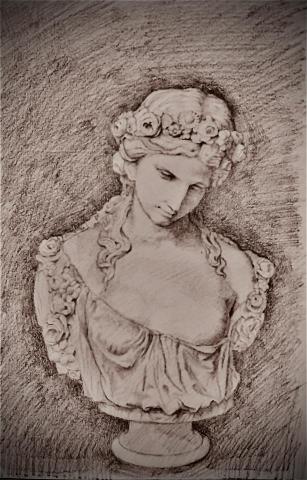 黃至正 - 花神石膏像 素描