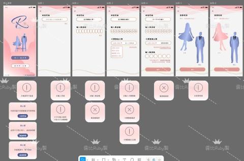 陳呦呦 - 使用Figma設計的交友軟體，此圖為登入/註冊頁面，其餘頁面有興趣可洽談