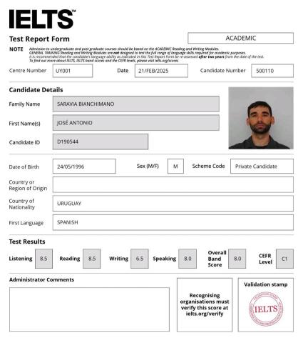 薩荷西 - IELTS 國際英語測試證明 (進階英語能力).