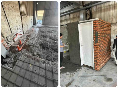 高莘宅修工程 - 廠房增建廁所工程-砌磚牆泥作打底油漆。