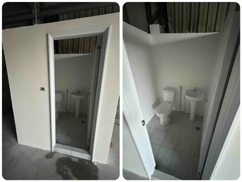 高莘宅修工程 - 廠房增建廁所工程-安裝衛浴設備，地磚，油漆完成圖。