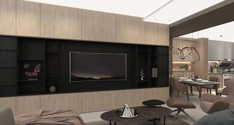 吾界設計 - 新營公寓 老宅改造 - 客廳電視牆